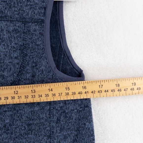 ORVIS Marled Fleece Full Zip Vest XS Mock Neck Princess Seamed Sweater Blue - Picture 4 of 10